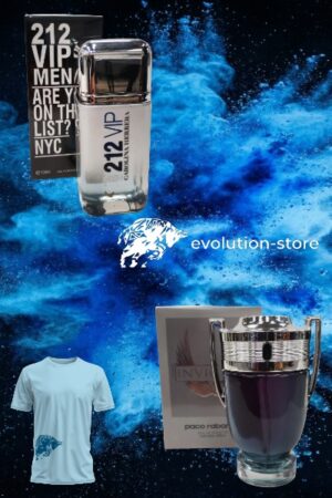 carolina herrera 212 vip men eau de toilette de 100 ml & perfume rabanne invictus eau de toilette 150ml t shirt azul