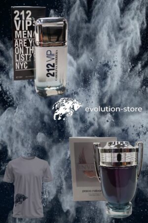 carolina herrera 212 vip men eau de toilette de 100 ml & perfume rabanne invictus eau de toilette 150ml t shirt gris