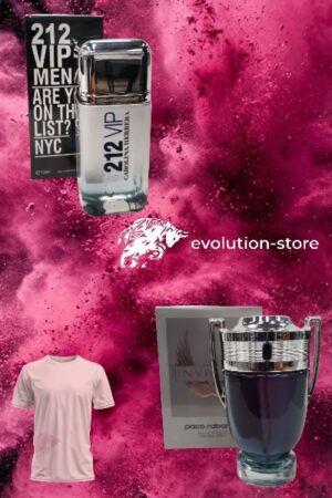 carolina herrera 212 vip men eau de toilette de 100 ml & perfume rabanne invictus eau de toilette 150ml t shirt rosa